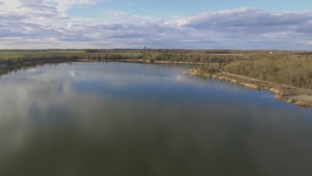 Kunstmatige Waterlichamen Steengroeven Luchtfoto — Stockvideo