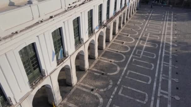 Aerial Old Crdoba Cabildo Town Hall Argentina Forward Motion — Stock Video