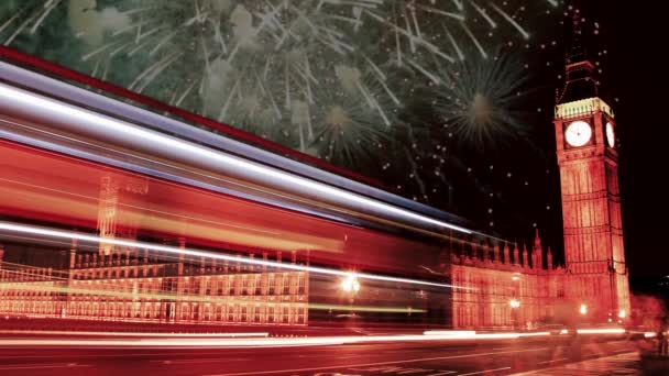 Big Ben Ρολόι Νύχτα Λονδίνο Ηνωμένο Βασίλειο Ευρώπη Βρετανικός Πύργος — Αρχείο Βίντεο