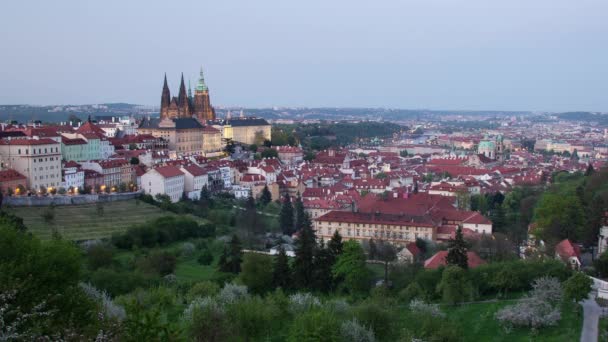 Día Noche Timelapse Praga República Checa Como Desde Los Jardines — Vídeo de stock