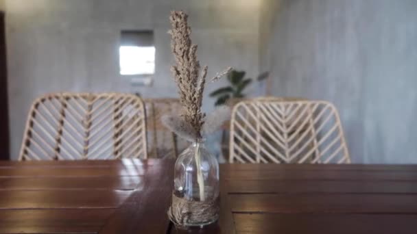 Aesthetic Dried Flowers Decoration Glass Vase Stock Footage