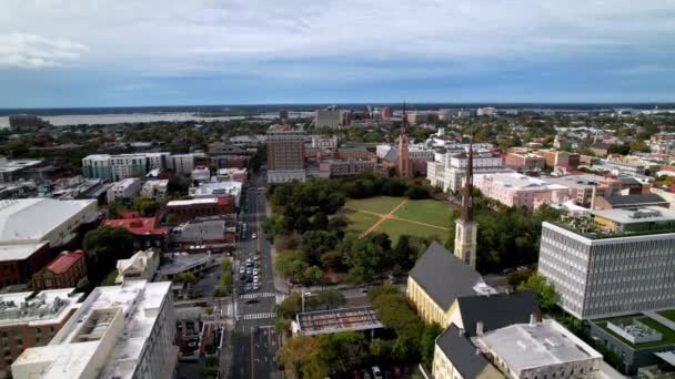 Charleston Deki Marion Meydanı Nın Üstünde Güney Carolina Fort Square — Stok video