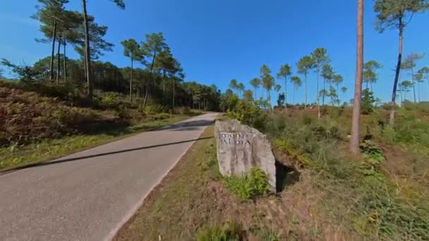 Anreise Vom Eingang Zum Naturpark Monte Aloia Galizien Spanien — Stockvideo