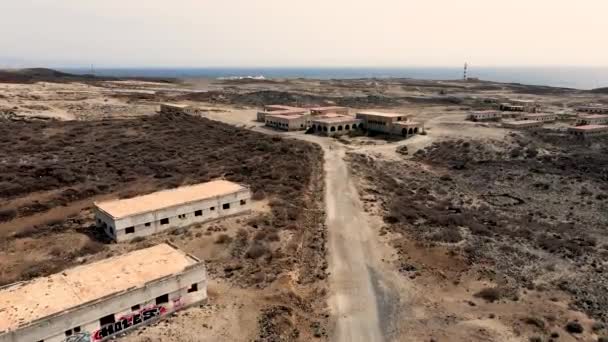 Flygfoto Över Gamla Övergivna Byggnader Kuststaden Abades Teneriffa Kanarieöarna — Stockvideo