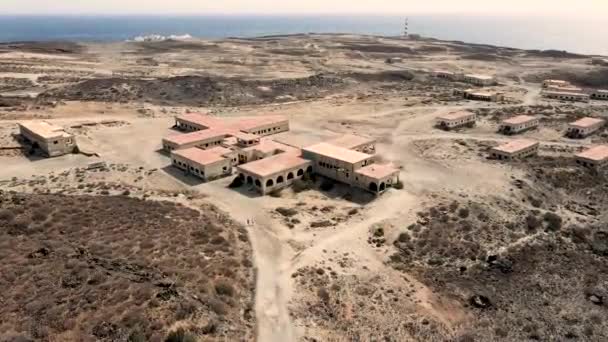 Pohled Sanatorium Opuštěné Vesnici Abades Tenerife Omezit Pouštní Krajinu Oceánu — Stock video