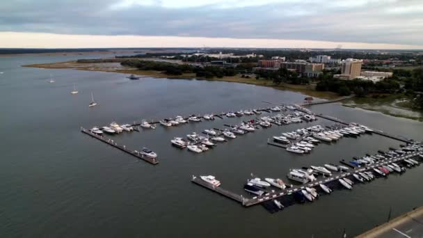 Marina Entlang Des Ashley River Charleston Südlich Carolina Gefangen — Stockvideo