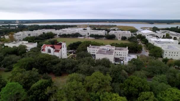 Luchtfoto Fash Push Citadel Militaire School Charleston Zuid Carolina — Stockvideo
