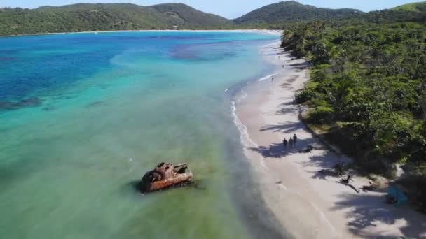 Ariel Drón Lövés Egy Tank Óceánban Cluebra Puerto Rico Flemenco — Stock videók