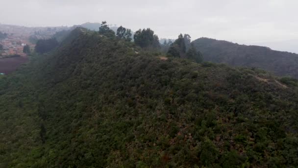 Mensen Wandelen Natuurpark Bogota Uitzicht Vanaf San Cristobal — Stockvideo