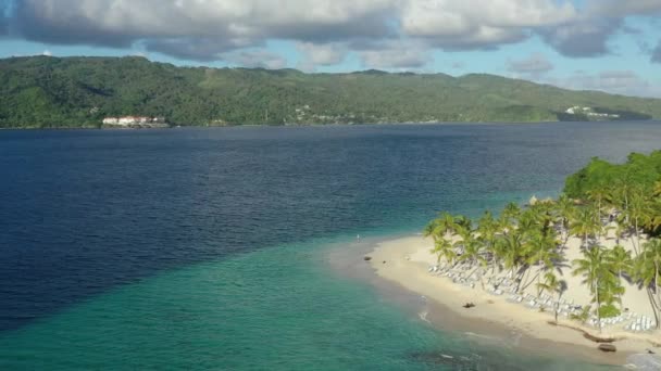 Cayo Levantado Oder Bacardi Insel Samana Der Dominikanischen Republik Luftaufnahme — Stockvideo