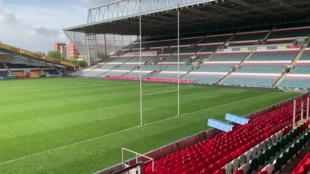 Leicester Tigers Empty Rugby Stadium Arena Panoramic — Stock video