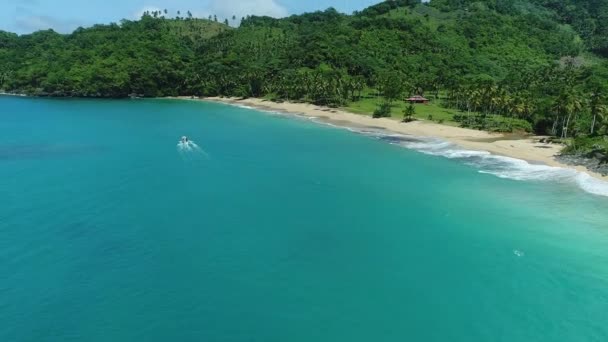 Luftaufnahme Des Blauen Meeres Und Playa Colorado Mit Tropischen Bäumen — Stockvideo