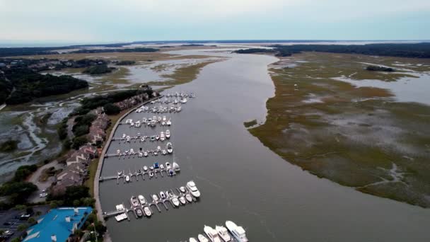 南卡罗来纳州Kiawah岛和Seabrook岛Sc附近的Bohicket溪上空高空飞越 — 图库视频影像