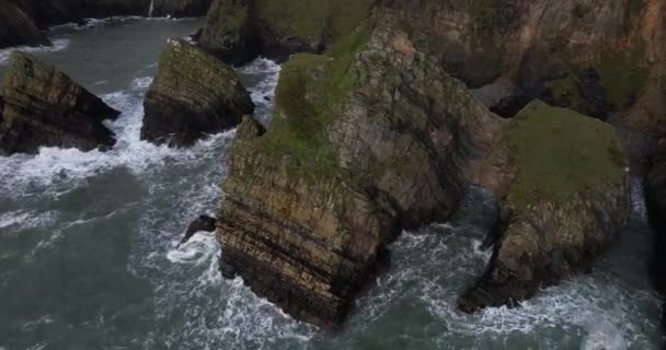 Ocean Waves Breaking Scenic Coast Ireland Widok Lotu Ptaka Nohoval — Wideo stockowe