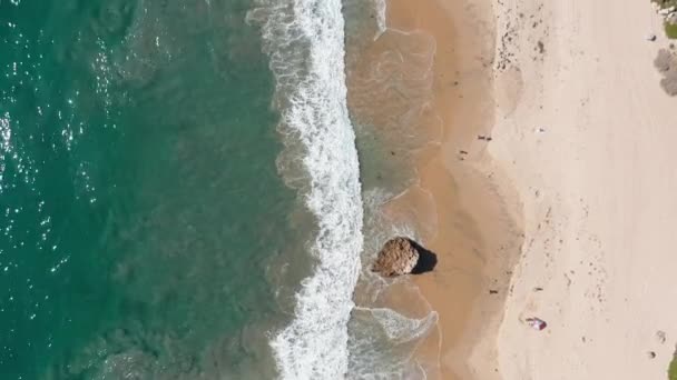 Тропічний Літній Морський Пейзаж Зелена Бірюзова Вода Розбивається Піщаному Пляжі — стокове відео