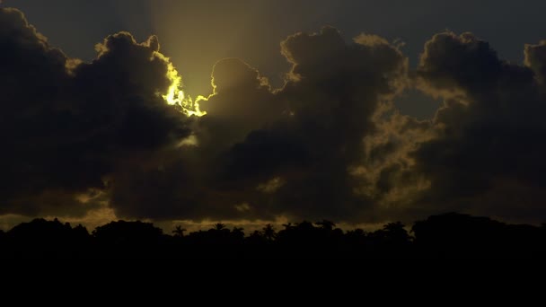 Soleil Matin Commence Émerger Derrière Nuages Sombres Dans Sud Floride — Video