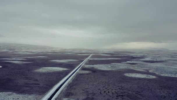 Imágenes Drones Una Carretera Nevada Iceland — Vídeos de Stock