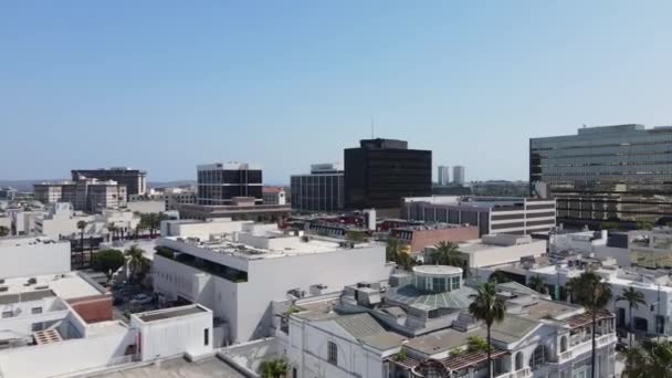 Downtown Beverly Hills Californien Usa Luftudsigt Moderne Centrale Bygninger Solskinsdag – Stock-video