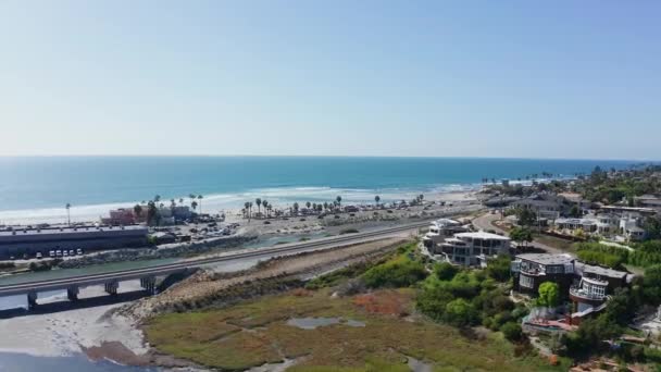 Vue Aérienne Une Plage Sur Côte Ouest Amérique Drone Californien — Video