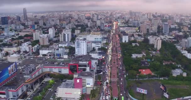 Комерційна Площа Центрі Міста Санто Домінго Заході Сонця Домініканська Республіка — стокове відео