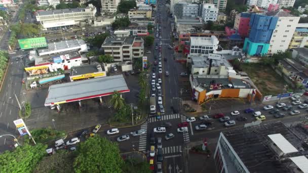 Traffic Jam Busy Street Santo Domingo Aerial Static View — Stock Video