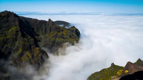 Montaña Timelapse Nubes Desde Arriba Isla Madeira Portugal — Vídeos de Stock