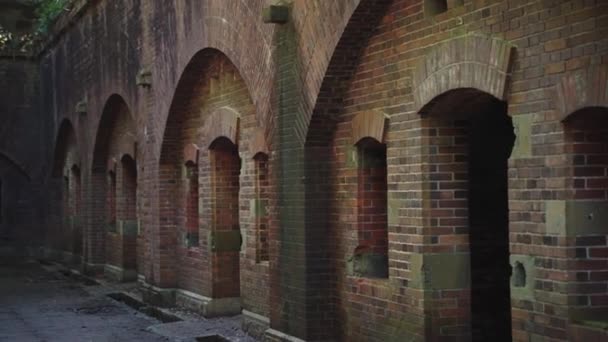 Batterieruinen Von Tomogashima Island Pan Red Brick Fort Japan — Stockvideo