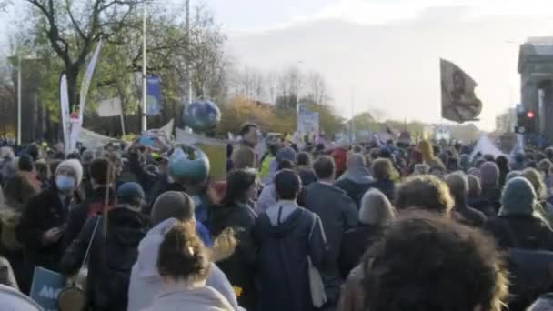 Över 250000 Människor Samlas Vid Cop26 Climate Protest Glasgow — Stockvideo