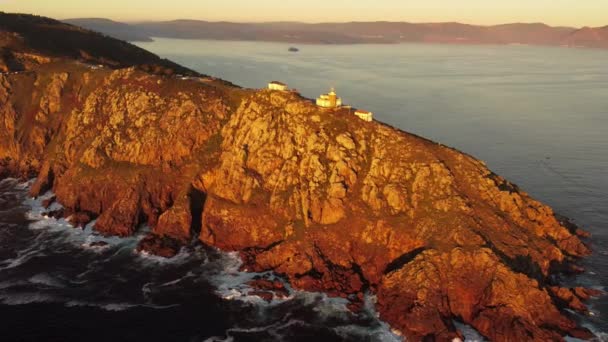 Letecký Pohled Mys Finisterre Konec Světa Galicie Severně Španělska Turistická — Stock video