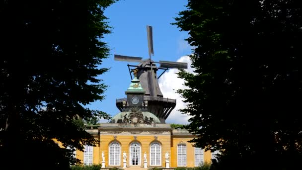 Potsdam Duitsland Circa Augustus 2021 Historische Molen Van Sanssouci Nieuwe — Stockvideo