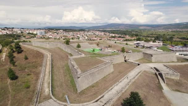 Forte Militare Medievale Chaves Fortificato Storico Neutel Portogallo Vista Aerea — Video Stock