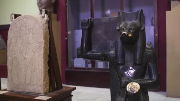 Статуя Скульптура Древнего Египта Египетском Музее — стоковое видео