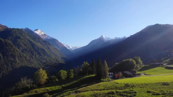 Ośnieżona Góra Kitzsteinhorn Punktu Widzenia Maiskogel Austrii Antena — Wideo stockowe