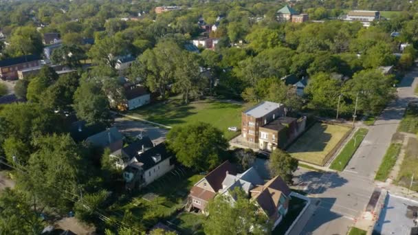 Oiseaux Vue Aérienne Lot Vide Dans Quartier Chicago — Video