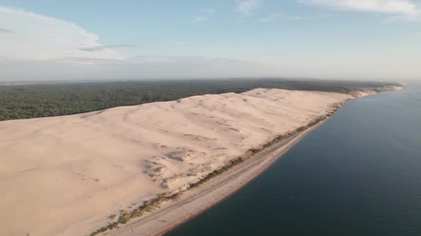 Letecký Pohled Dunu Pilat Okraji Lesa Landes Gascogne New Aquitaine — Stock video