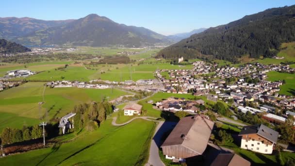 Charming Village Vista Panoramica Kaprun Salisburgo Austria Ripresa Aerea — Video Stock