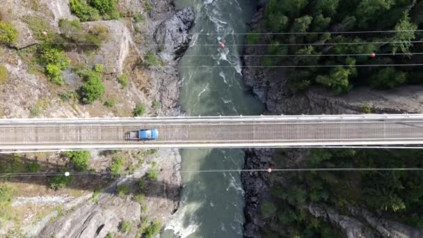 Verticaal Top Uitzicht Hagwilget Canyon Brug Het Noorden Van Brits — Stockvideo