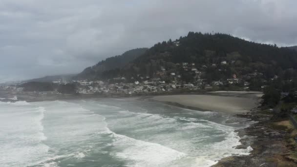 Powolny Ruch Złej Pogody Huragan Uderzający Miasto Plaży Usa — Wideo stockowe