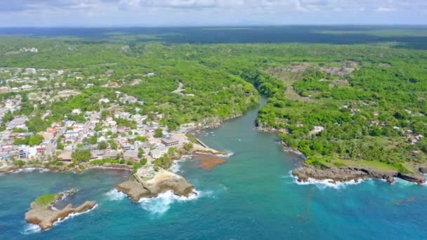 Yuma Nehri Nin Ağzı Boca Yuma Dominik Cumhuriyeti Hava Ileri — Stok video
