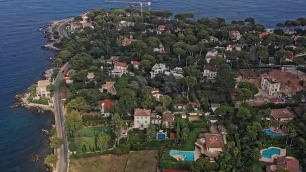 Antibes Frankrijk Luchtfoto V45 Vogels Zicht Drone Vliegen Vooruit Langs — Stockvideo