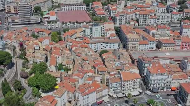 Cannes Frankrig Aerial V36 Fugle Udsigt Drone Flyver Rundt Suquet – Stock-video