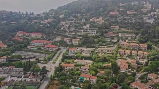 Eze France Aerial V19 Filmische Schot Laag Niveau Drone Flyover — Stockvideo