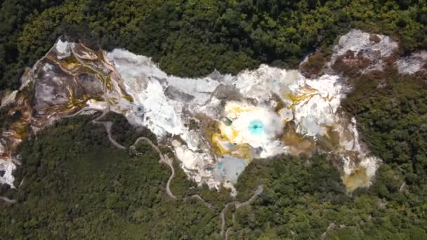 Orakei Korako Geotermisk Park Populär Turistattraktion Nya Zeeland Flyg Drönare — Stockvideo