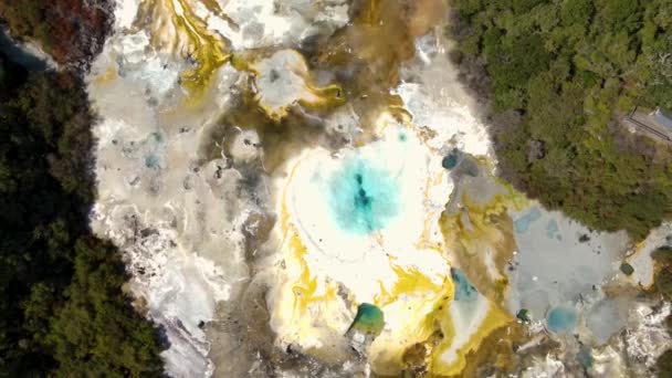 Impressionnante Zone Géothermique Colorée Avec Source Chaude Vapeur Émeraude Terrasse — Video