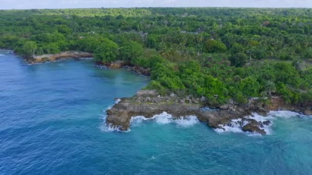 Água Azul Turquesa Com Costa Rochosa Playa Virgen Perto Boca — Vídeo de Stock