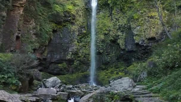 Amidaga Wasserfälle Der Präfektur Gifu Japan Vorwärts Fliegen Über Zerklüftete — Stockvideo