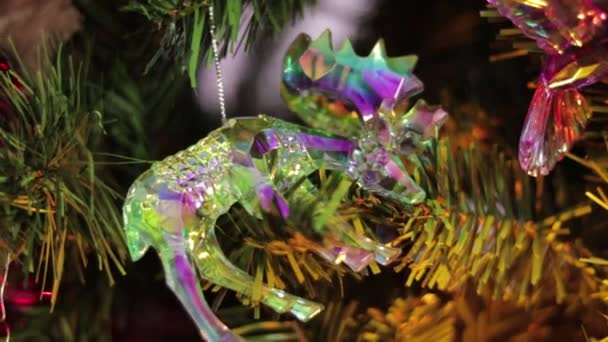 Weihnachtskristall Schmuck Elch Glas — Stockvideo