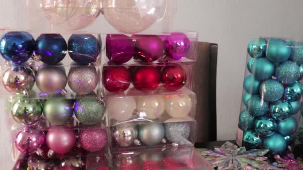 Bolas Navidad Otras Decoraciones — Vídeos de Stock