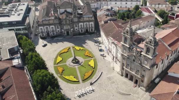 Carlos Amarante Square Igreja Sao Marco Church Hospital Braga Portugal — Stock Video