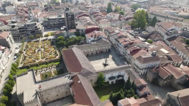 Letecký Panoramatický Výhled Městskou Zahradu Santa Barbaře Obvodu Braga Portugalsko — Stock video